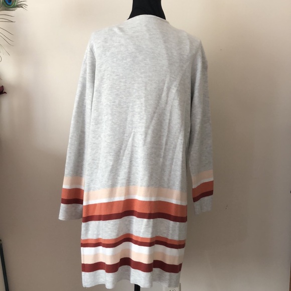 Apt. 9 BoHo open front cardigan striped duster sweater long Large comfort colors - Picture 4 of 8